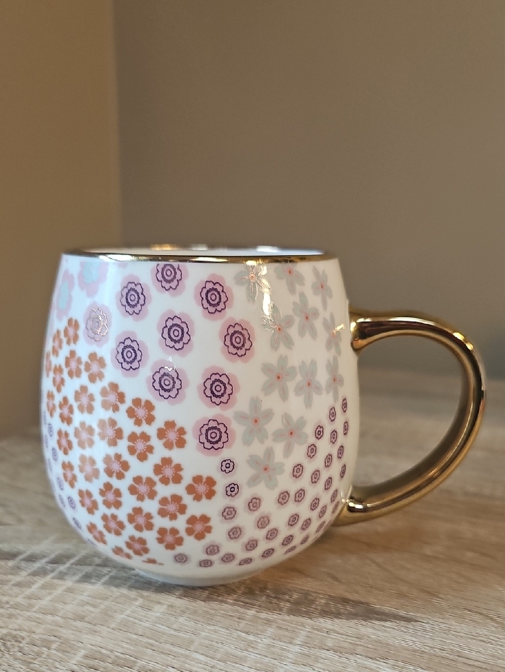 Thyme & Table Floral New Bone China Gold Highlights Mug